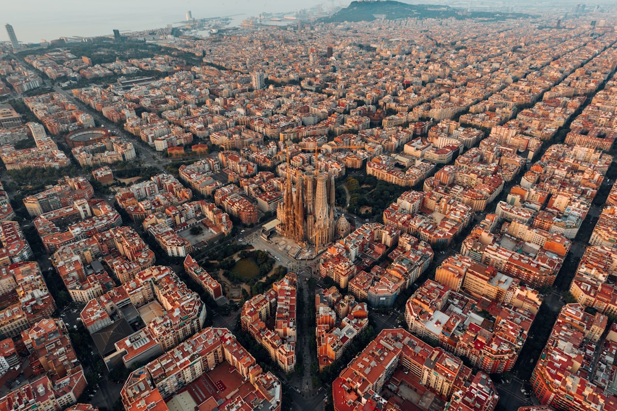 Vista de Barcelona al atardecer