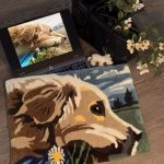 Hand-tufted custom pet rug with a golden retriever portrait, made from your photo, Barcelona
