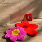 Colourful handmade tufted rugs made at a rug making class in Barcelona