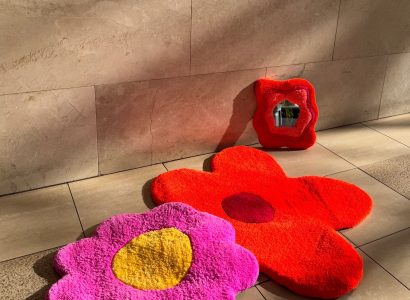 Colourful handmade tufted rugs made at a rug making class in Barcelona